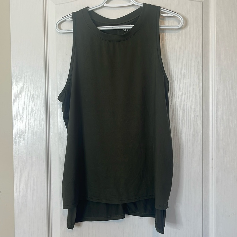 Joy Lab High Low Hem Tank Top Dark Green Large